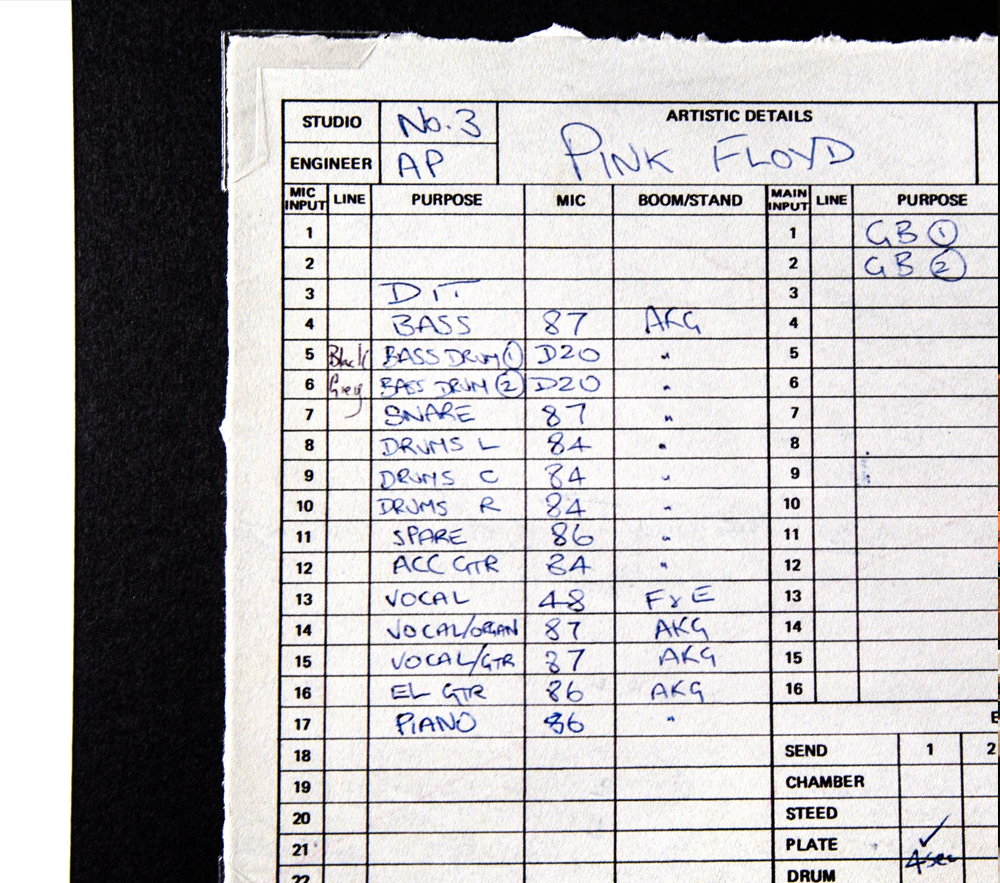 Abbey Road Studios x Pink Floyd 'The Dark Side of The Moon' Hoja de sesión
