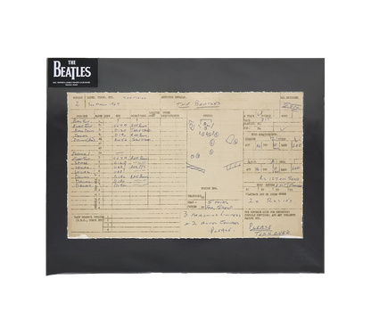 The Beatles Hoja de sesión de grabación Sgt. Pepper's Lonely Hearts Club Band' Session Sheet