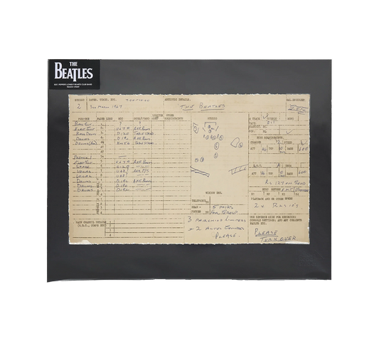 The Beatles Hoja de sesión de grabación Sgt. Pepper's Lonely Hearts Club Band' Session Sheet