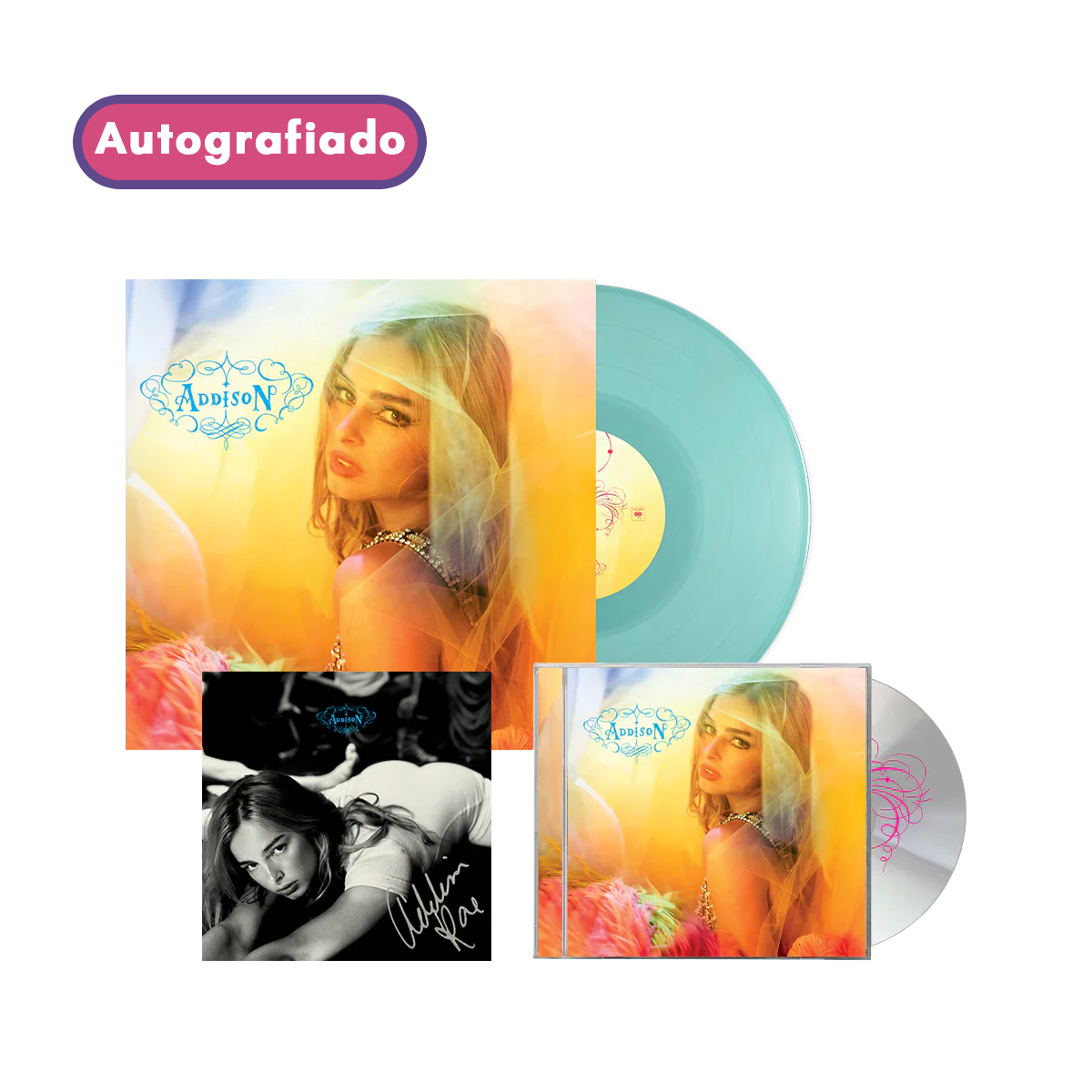 (Preventa) Addison Rae Addison EXCLUSIVE LIGHT BLUE LP + CD + Autografo