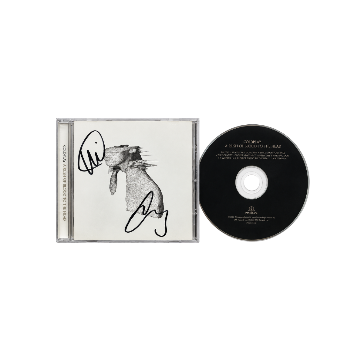 Coldplay – A Rush of Blood to the Head CD Autografiado por Jonny Buckland y Will Champion